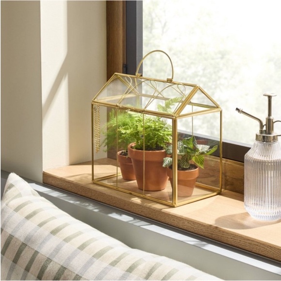 Large Scalloped Brass Decorative Glass Greenhouse - Hearth & Hand with Magnolia - Picture 6 of 9